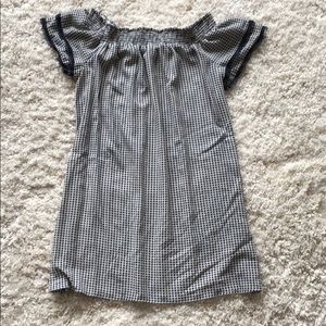 Blue and White Off the Shoulder Dress